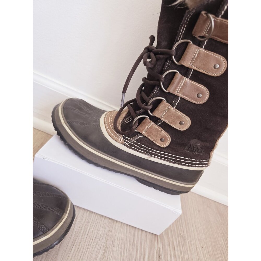 Sorel Joan Of Arctic Waterproof  Snow Winter Boots 9 Brown Faux Fur Leather - Picture 8 of 11